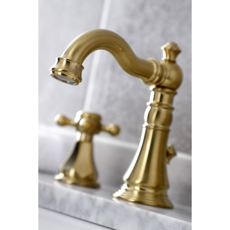 Brushed Brass Widespread Bathroom Faucet with Pop-Up Drain