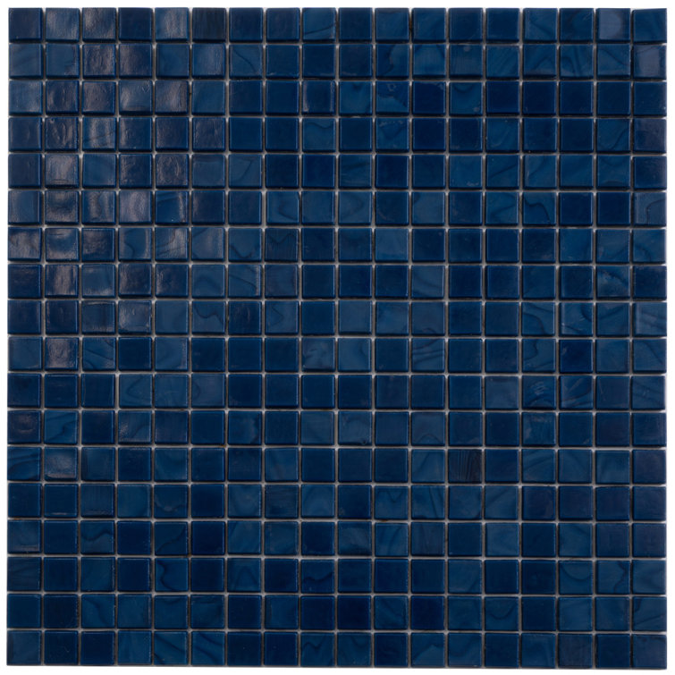 Skosh 11.6" x 11.6" Glossy Navy Blue Glass Mosaic Tile