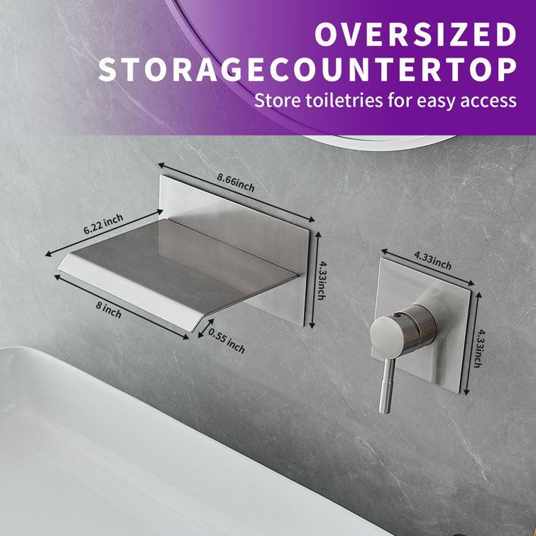 Brushed Nickel Wall-Mounted Single-Handle Bathroom Faucet