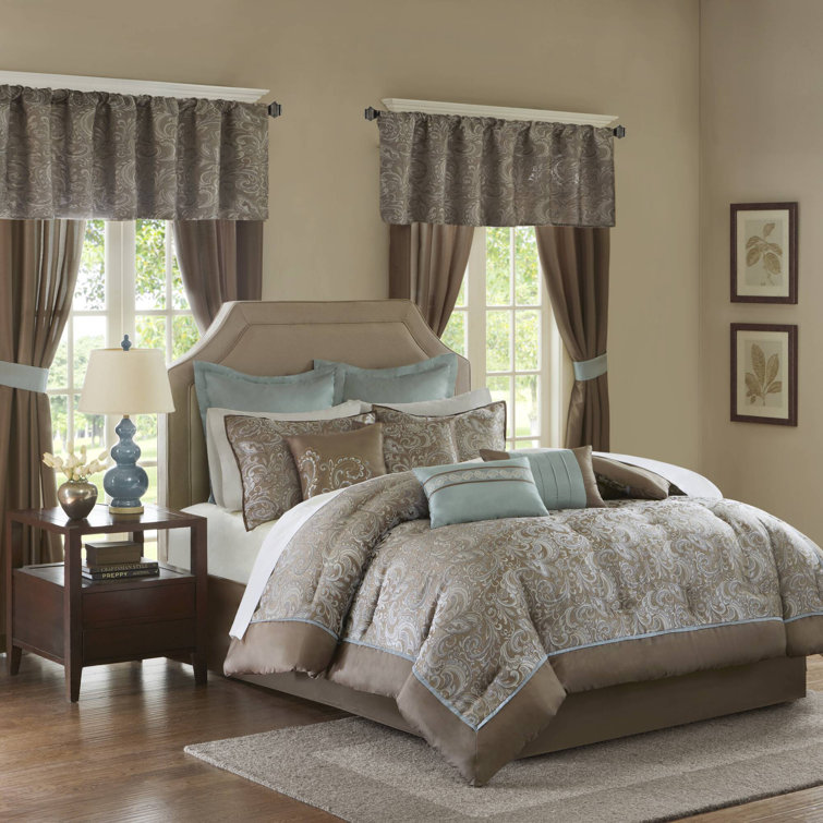 Brystol 24-Piece Blue and Brown Queen Comforter Set