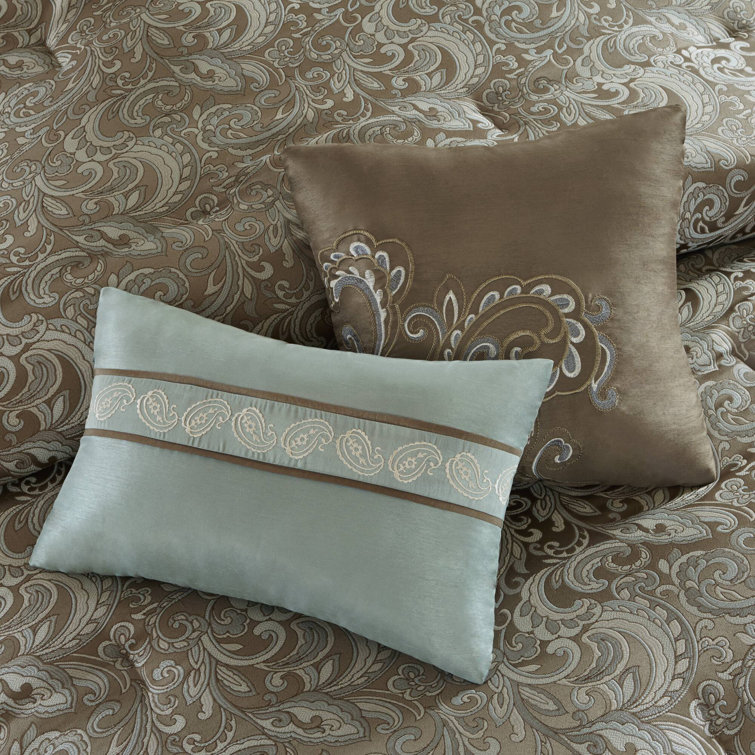 Brystol 24-Piece Blue and Brown Queen Comforter Set