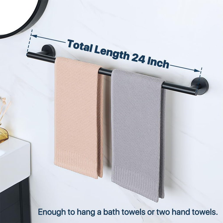 Matte Black 24-Inch Stainless Steel Wall-Mounted Towel Bar