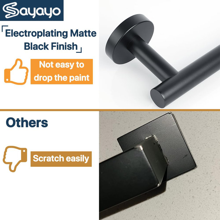 Matte Black 24-Inch Stainless Steel Wall-Mounted Towel Bar