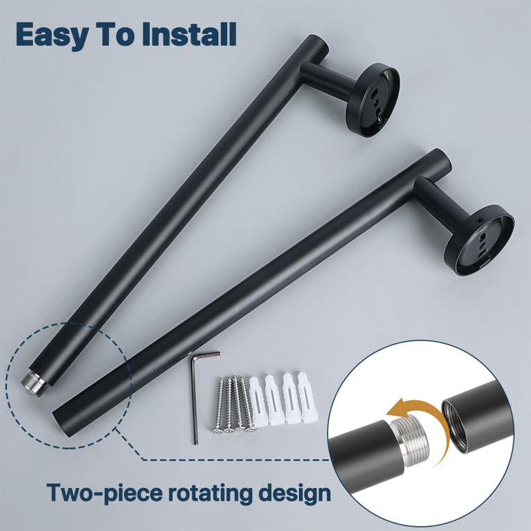 Matte Black 24-Inch Stainless Steel Wall-Mounted Towel Bar