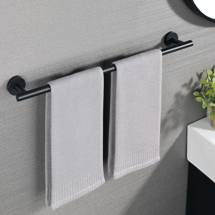 Matte Black 24-Inch Stainless Steel Wall-Mounted Towel Bar