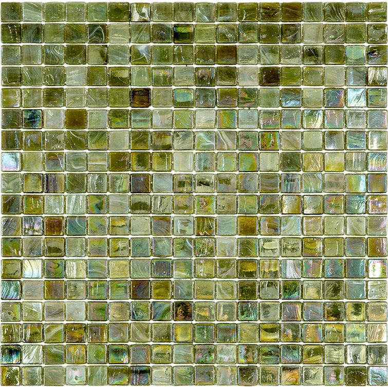 Skosh Glossy Green and Brown Glass Mosaic Tile