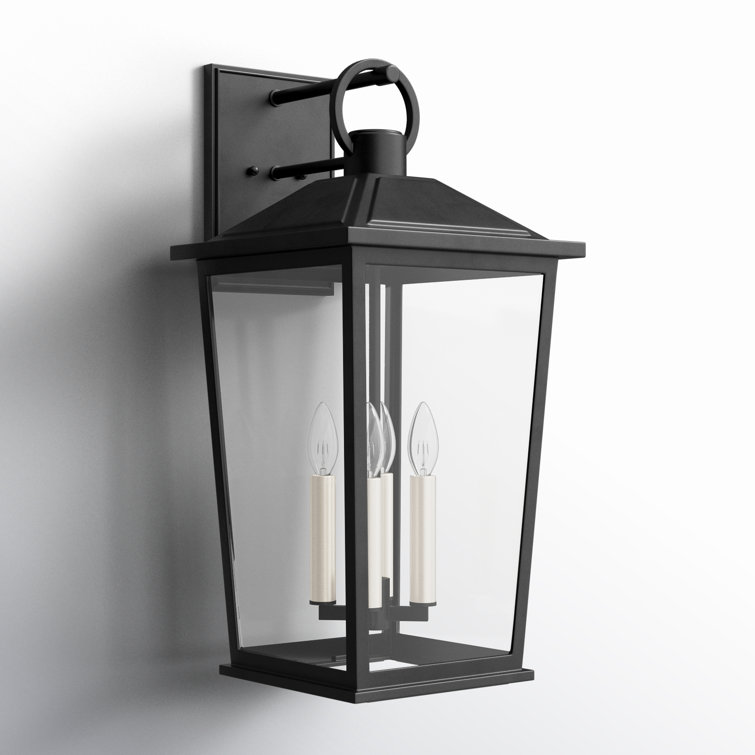 Black Textured 26.5" Outdoor Wall Lantern with Clear Glass Shade