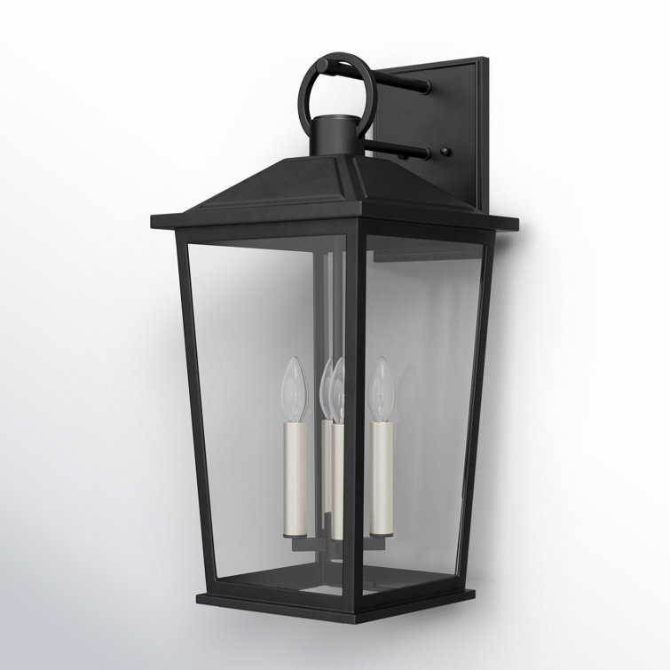 Black Textured 26.5" Outdoor Wall Lantern with Clear Glass Shade