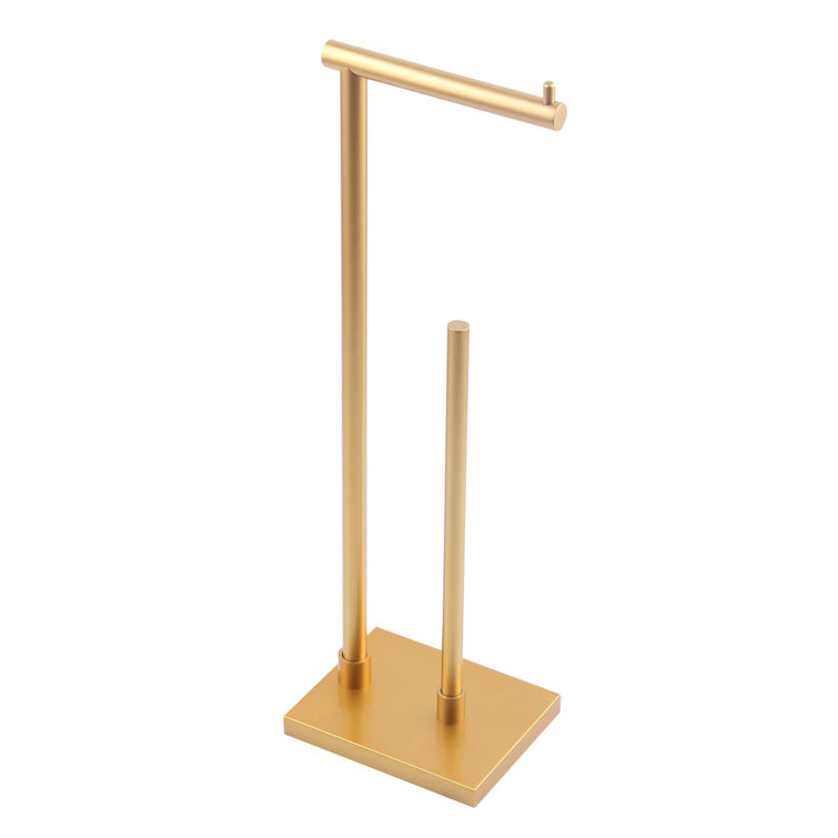 Gold Freestanding Stainless Steel Toilet Paper Holder with Extra Storage