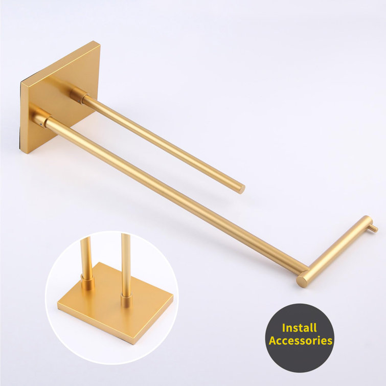 Gold Freestanding Stainless Steel Toilet Paper Holder with Extra Storage