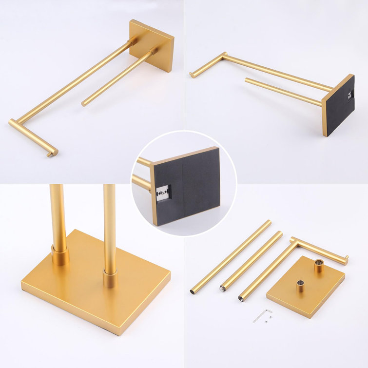 Gold Freestanding Stainless Steel Toilet Paper Holder with Extra Storage