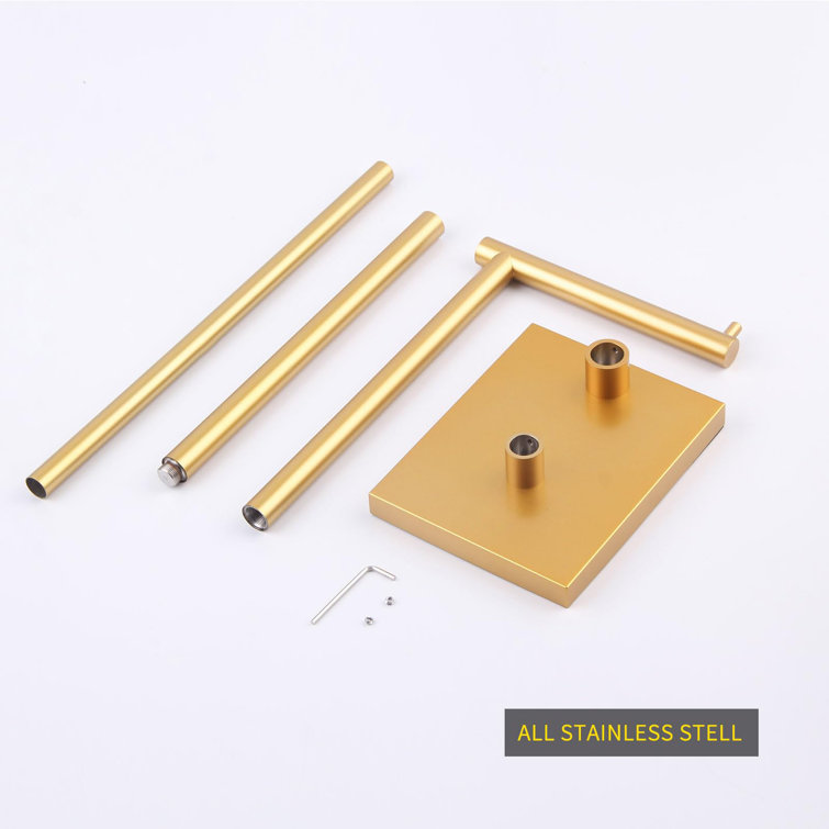 Gold Freestanding Stainless Steel Toilet Paper Holder with Extra Storage
