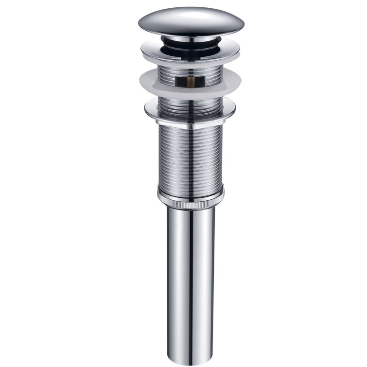 Brushed Nickel Modern Pop-Up Sink Drain with Overflow