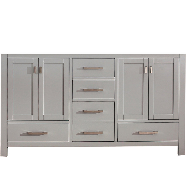 Transitional 60'' Double Freestanding Vanity Base in Chilled Gray