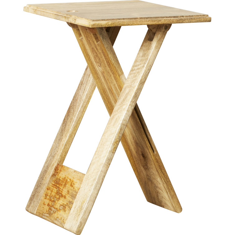 Natural Mango and Acacia Wood Folding Side Table