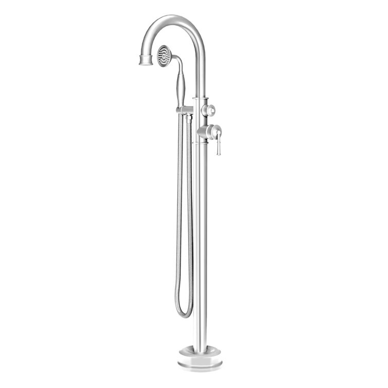 Chrome Freestanding Tub Filler with Handheld Shower