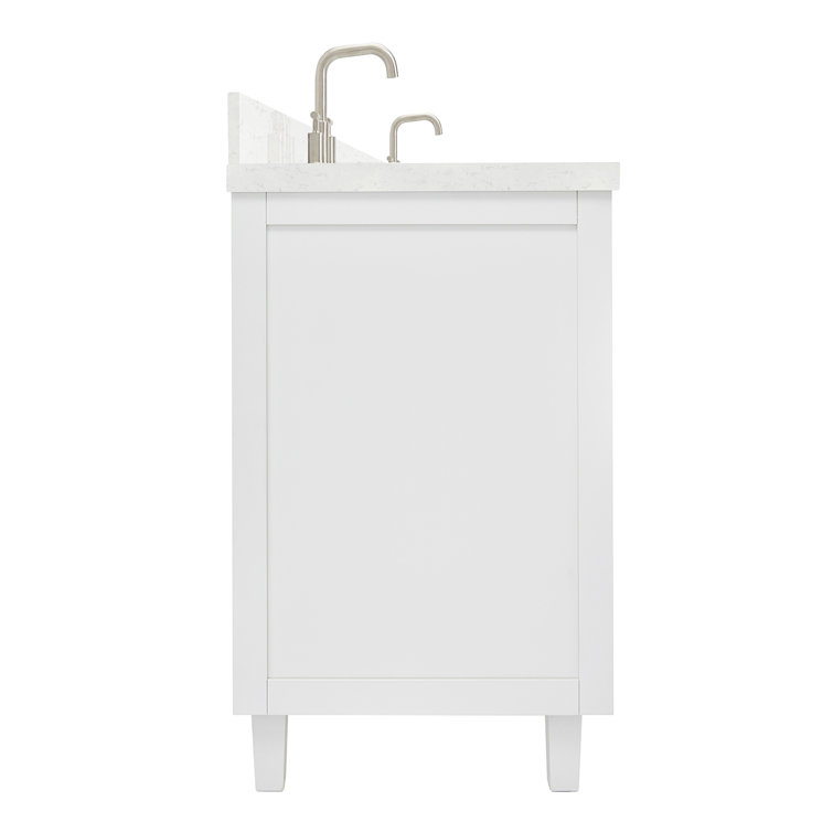 Monroe 66" White Wood Double Sink Vanity with Quartz Top