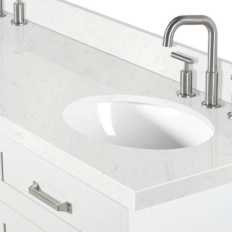 Monroe 66" White Wood Double Sink Vanity with Quartz Top