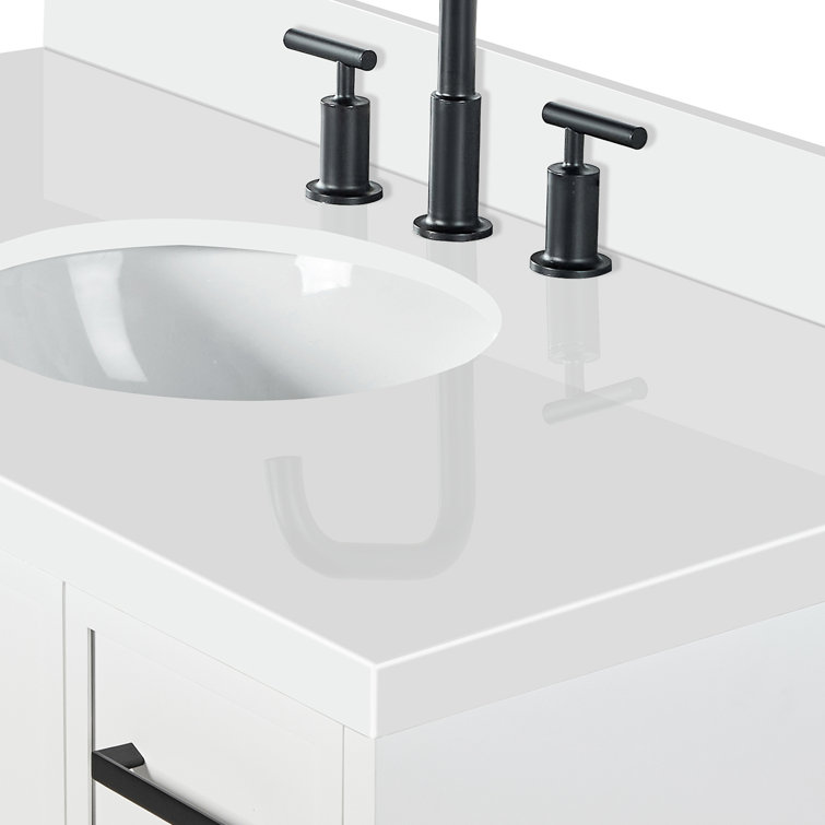 Kelly 43" White Wood Single Sink Vanity with Quartz Top