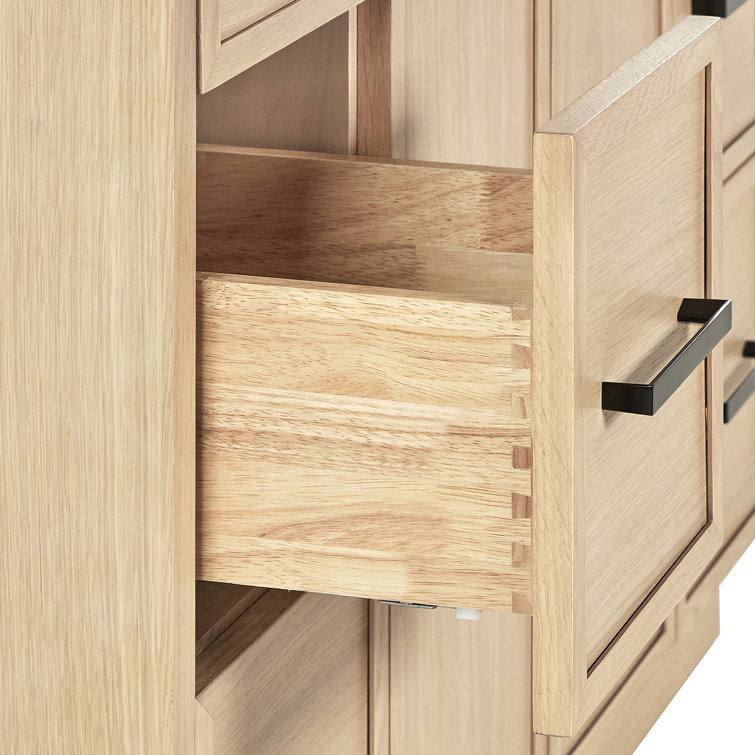 Oak Single Sink Bathroom Vanity with Pure White Quartz Top