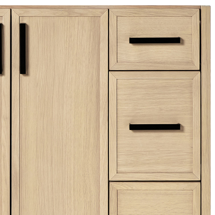 Oak Single Sink Bathroom Vanity with Pure White Quartz Top