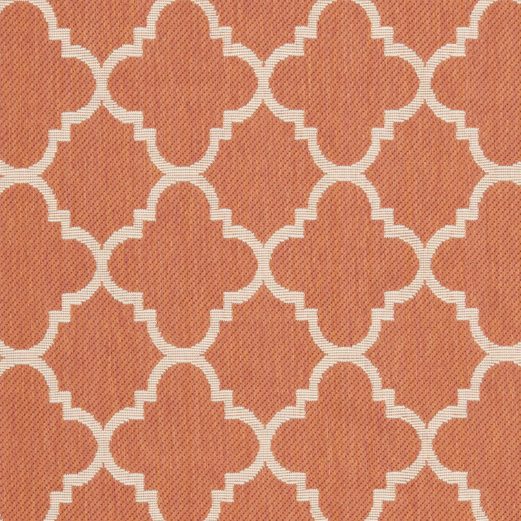 Terracotta & Bone Synthetic Easy-Care Rectangular Rug 8' x 11'
