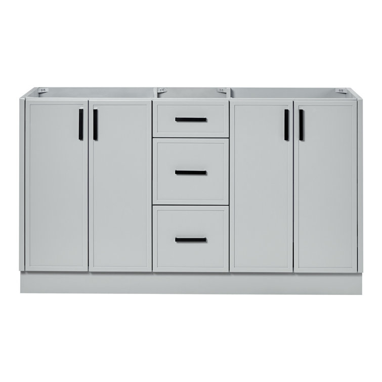 Kelly 60-inch Light Gray Wood Double Freestanding Vanity Cabinet