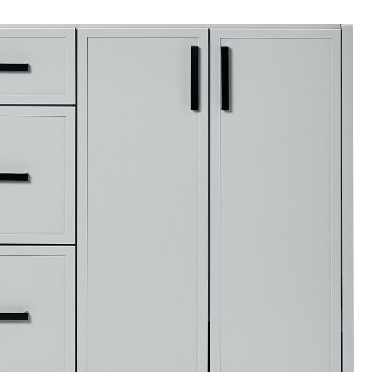 Kelly 60-inch Light Gray Wood Double Freestanding Vanity Cabinet