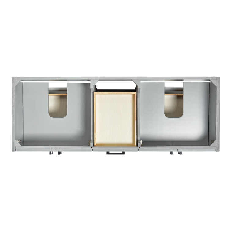 Kelly 60-inch Light Gray Wood Double Freestanding Vanity Cabinet