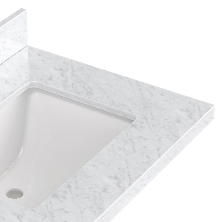 Kelly 67" White Double Sink Vanity with Carrara Marble Top