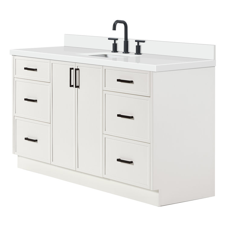 Kelly 67" White Wood Single Sink Vanity with Quartz Top