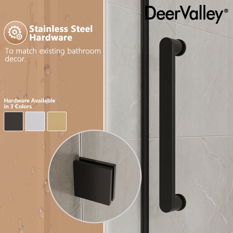 Concord Black Frameless Sliding Shower Door with Tempered Glass