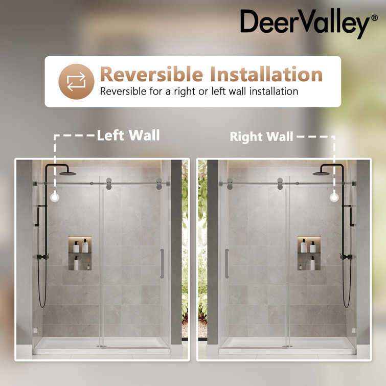 Concord 60" Frameless Sliding Shower Door with Chrome Finish