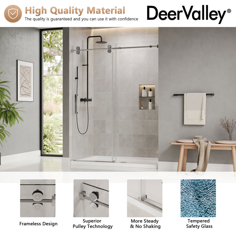 Concord 60" Frameless Sliding Shower Door with Chrome Finish