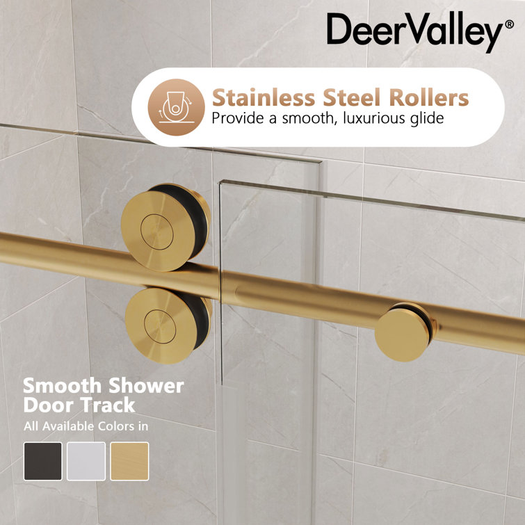 Concord 60" Gold Frameless Sliding Shower Door with Tempered Glass