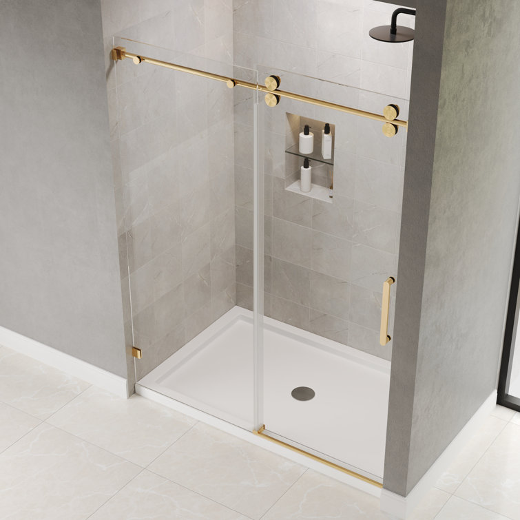 Concord 60" Gold Frameless Sliding Shower Door with Tempered Glass