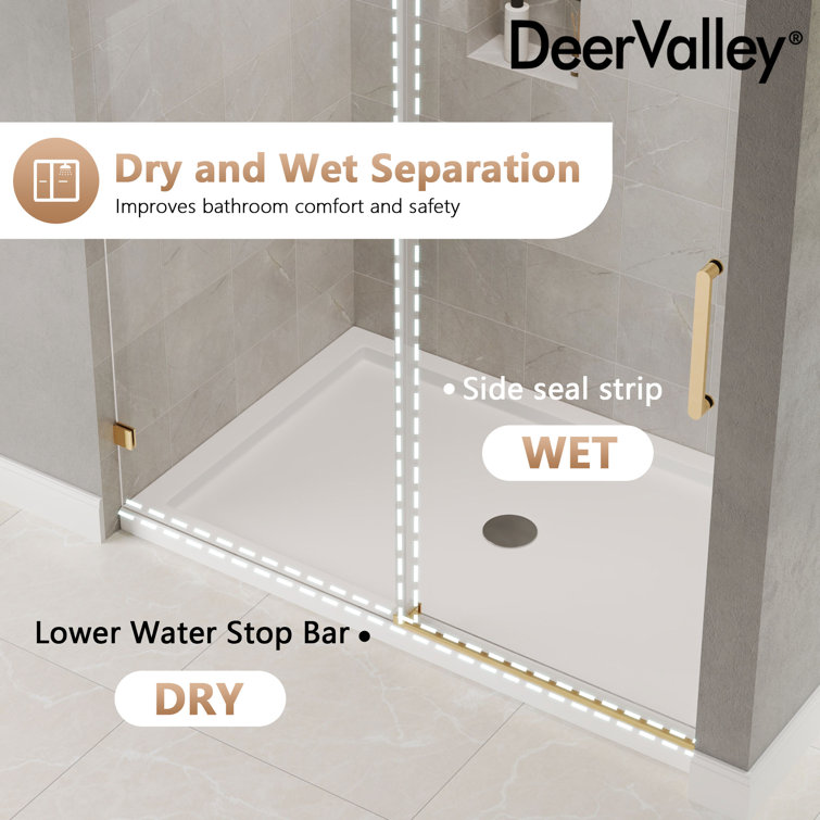 Concord 60" Gold Frameless Sliding Shower Door with Tempered Glass