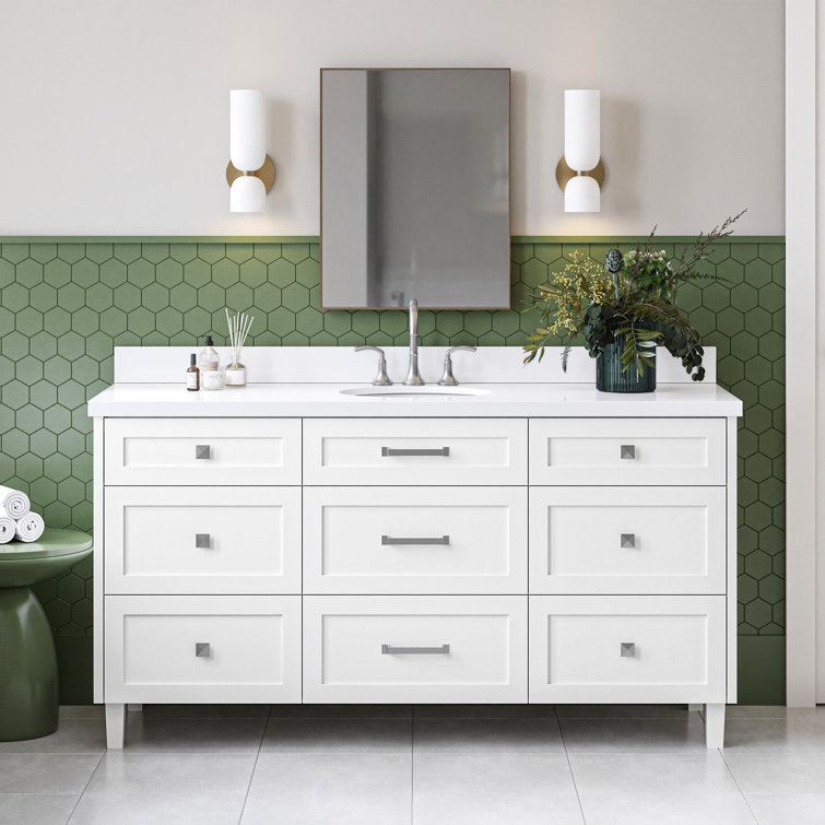 Monroe 67" White Wood Single Vanity with Quartz Top