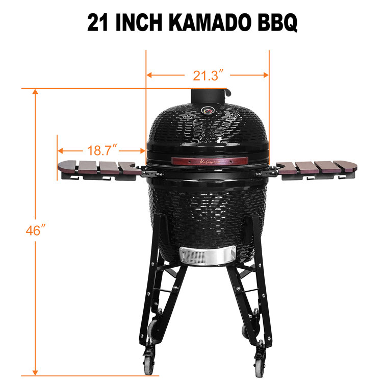 Kalamera 18'' Red Ceramic Kamado Charcoal Grill with Folding Shelves