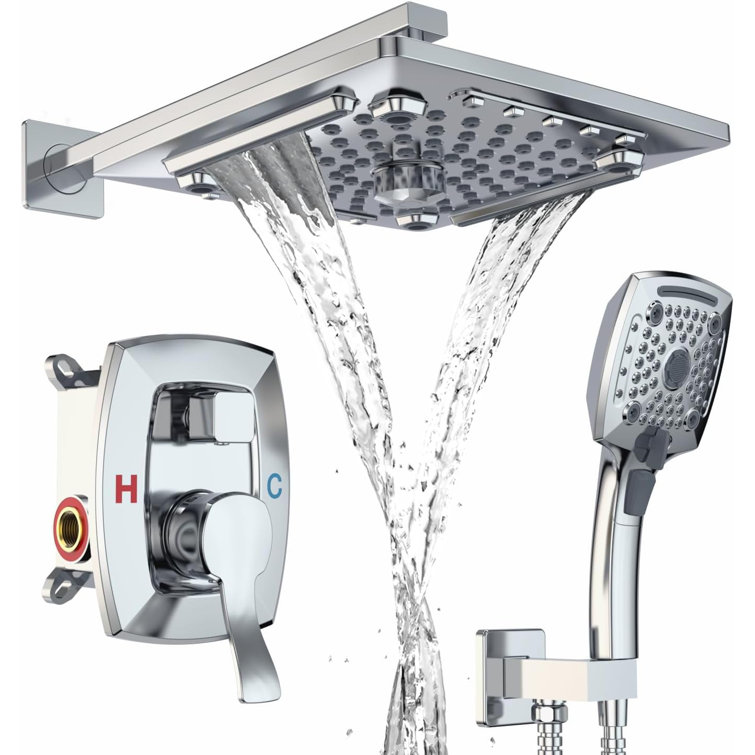 Chrome Multi-Head 10-Inch Rainfall Shower System with Handheld