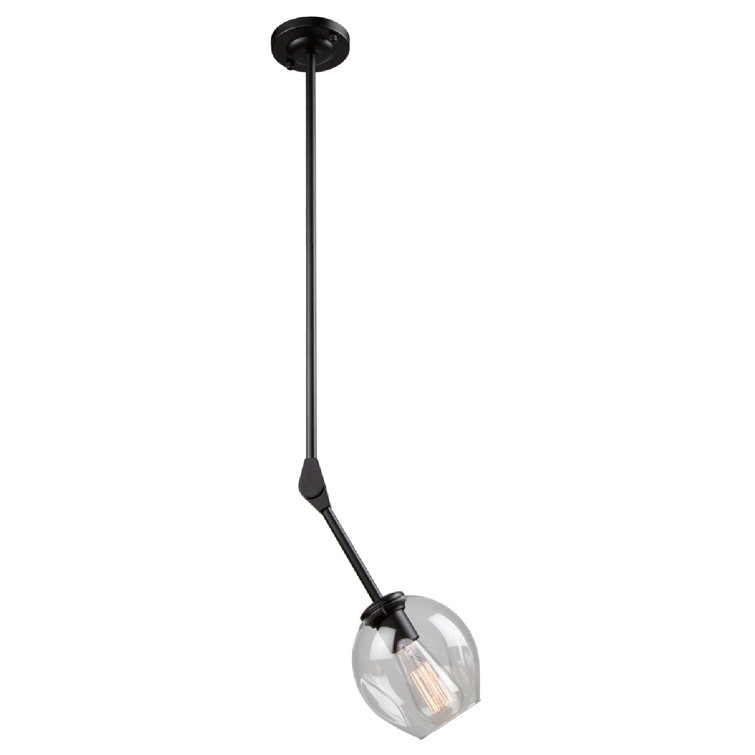 Ellar Mini Black Glass 1-Light Adjustable Pendant