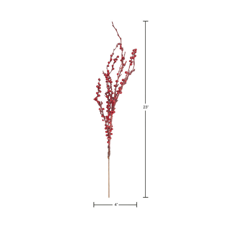 23'' Red Polysilk Artificial Berry Bush Stems (Set of 12)