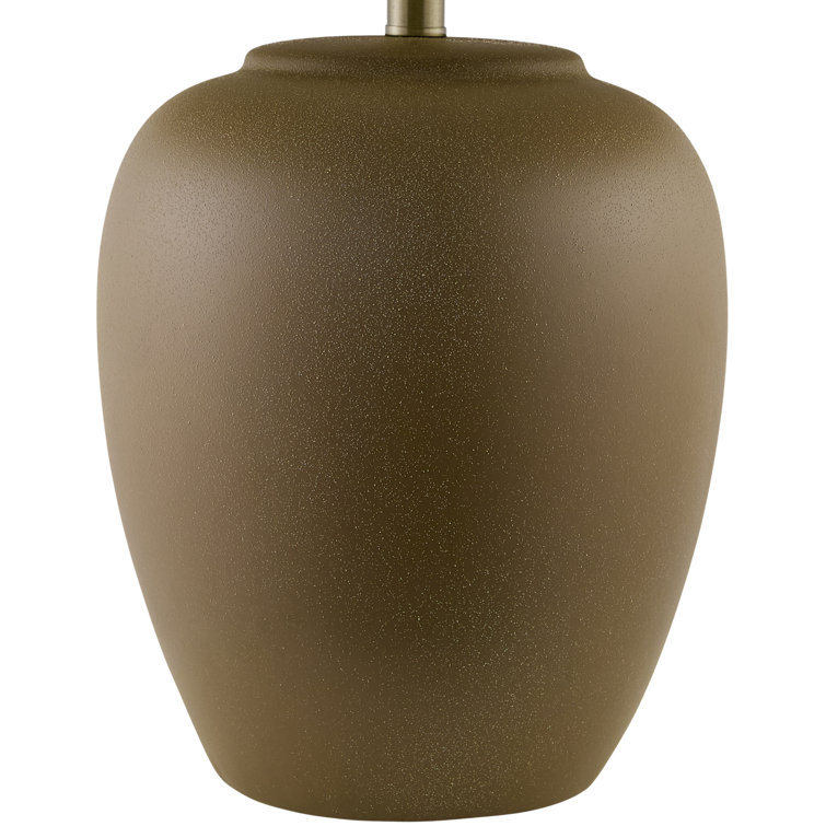 Eustacia Brown Ceramic Table Lamp with Beige Linen Shade