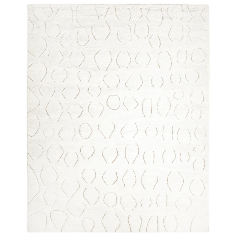 Ivory Hand-knotted Wool Rectangular Area Rug 9' x 12'