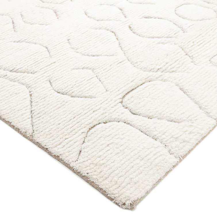 Ivory Hand-knotted Wool Rectangular Area Rug 9' x 12'
