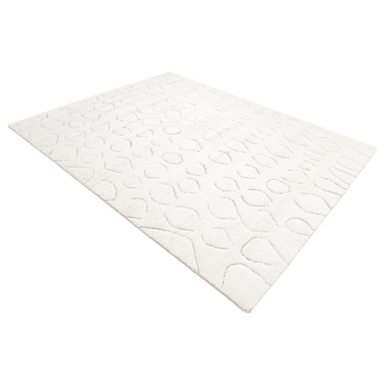 Ivory Hand-knotted Wool Rectangular Area Rug 9' x 12'