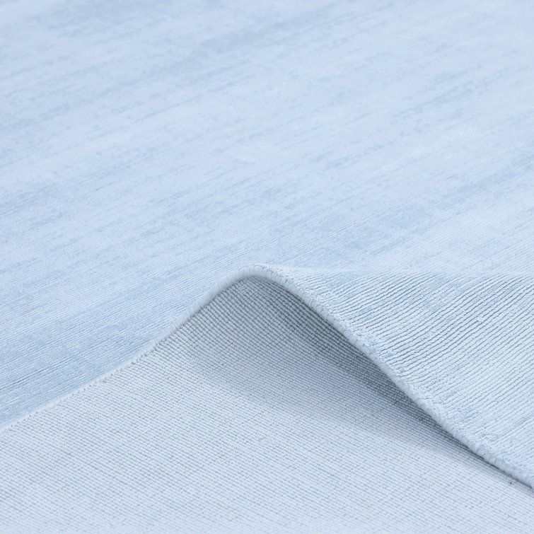 Elegant Hand-Loomed Viscose 8'x10' Light Blue Area Rug