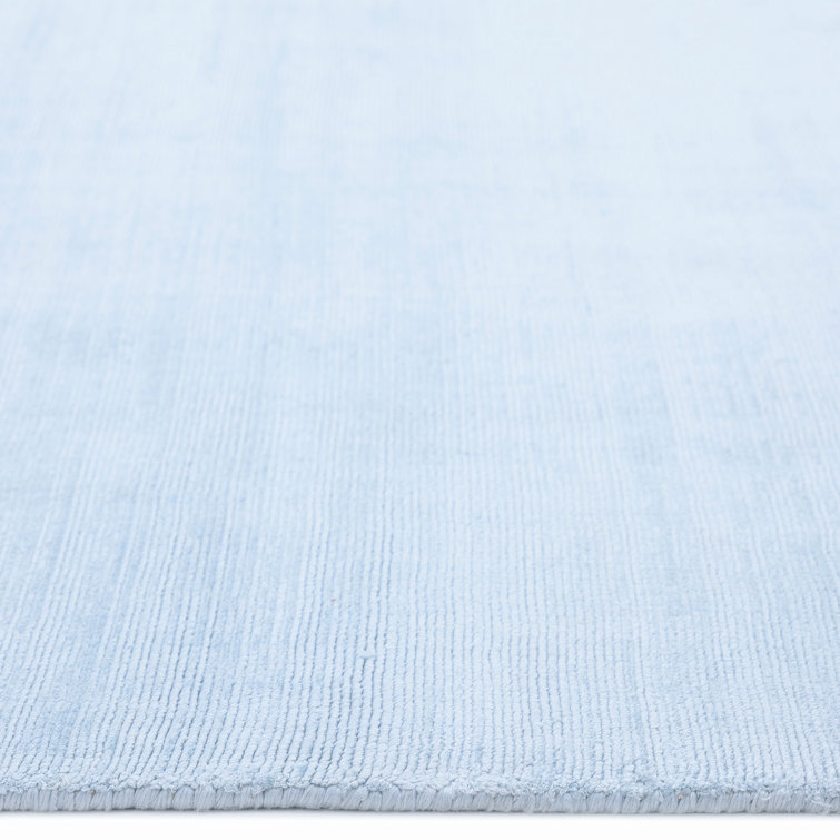 Elegant Hand-Loomed Viscose 8'x10' Light Blue Area Rug