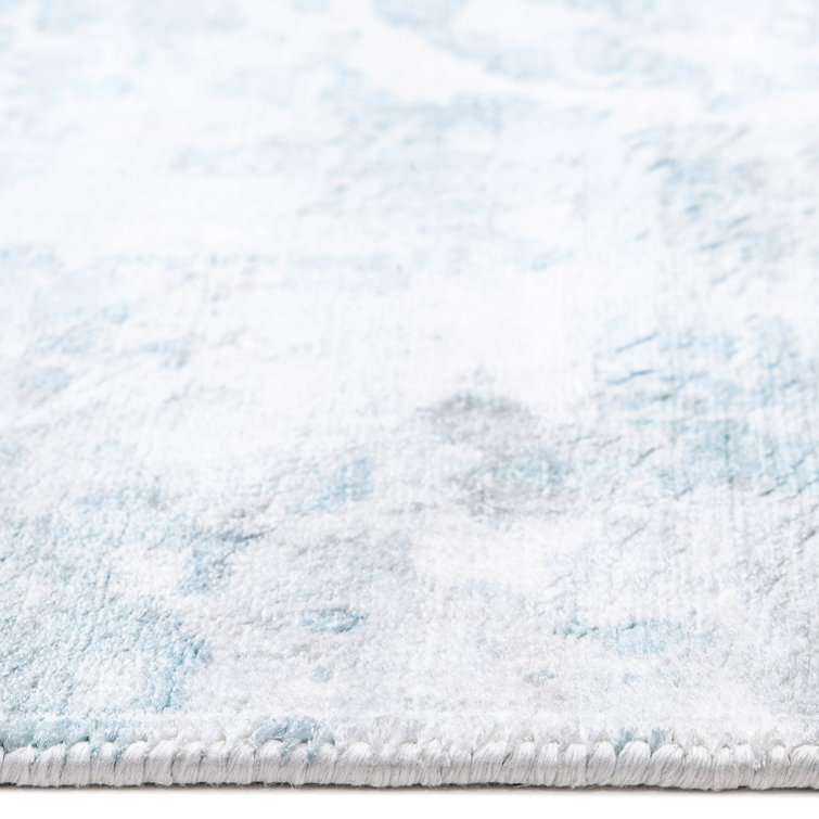 Denali Blue Abstract Hand-Knotted Viscose Area Rug