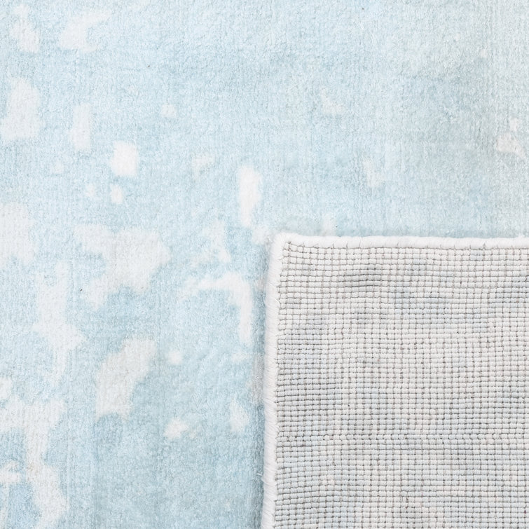 Denali Blue Abstract Hand-Knotted Viscose Area Rug